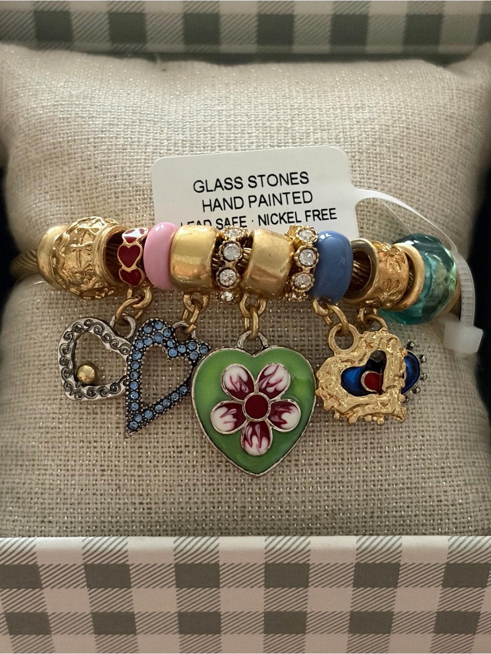 Piper K Gold-Tone Heart Charms Bracelet
